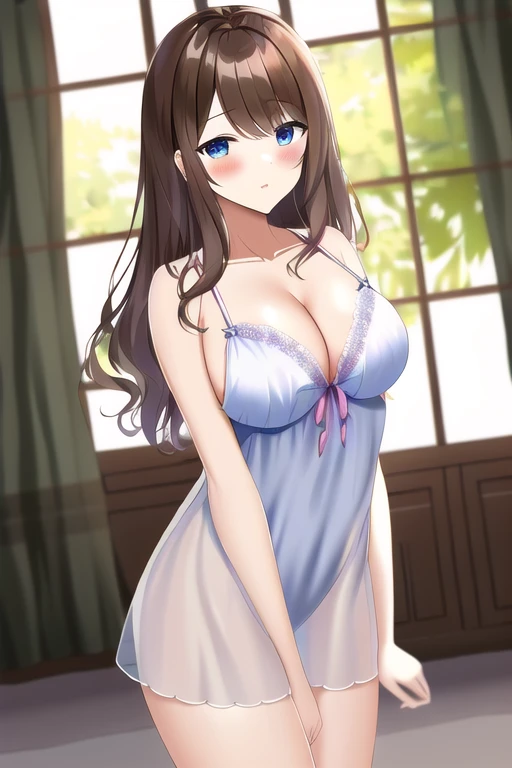 [NovelAI] Medium hair Wavy hair Indoor Large breasts Negligee [Illustration]